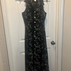 Coldwater Creek Black and White Embroidered Maxi Dress